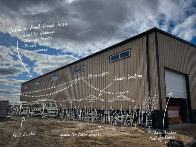 Outdoor food truck event layout at Vertical Venues